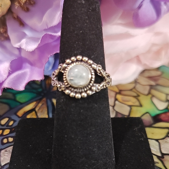 Source Unknown Jewelry - Rainbow Moonstone Silver Plated Ring - Size 6 1/2